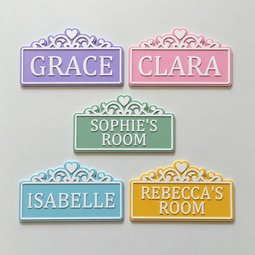 Personalised Name Door Sign Custom Girls Bedroom Heart Decoration Plate Plaque
