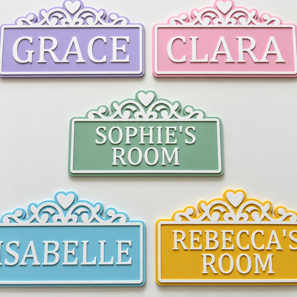 Personalised Name Door Sign Custom Girls Bedroom Heart Decoration Plate Plaque