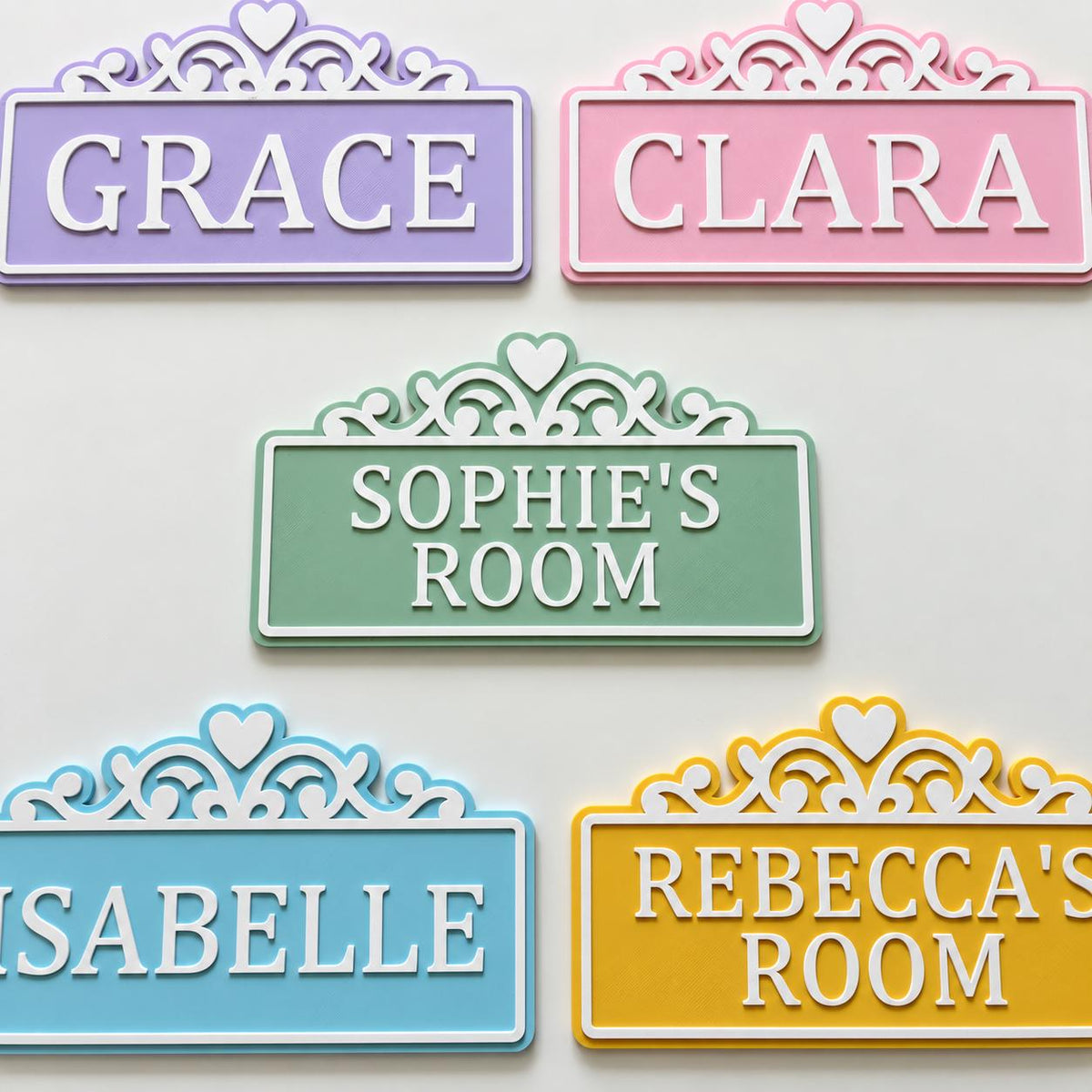 Personalised Name Door Sign Custom Girls Bedroom Heart Decoration Plate Plaque