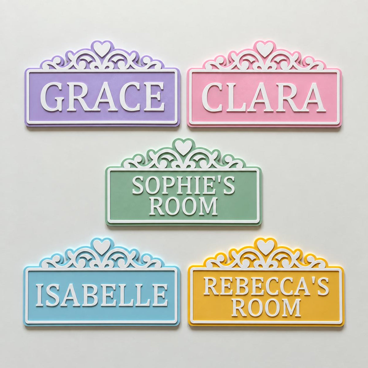 Personalised Name Door Sign Custom Girls Bedroom Heart Decoration Plate Plaque