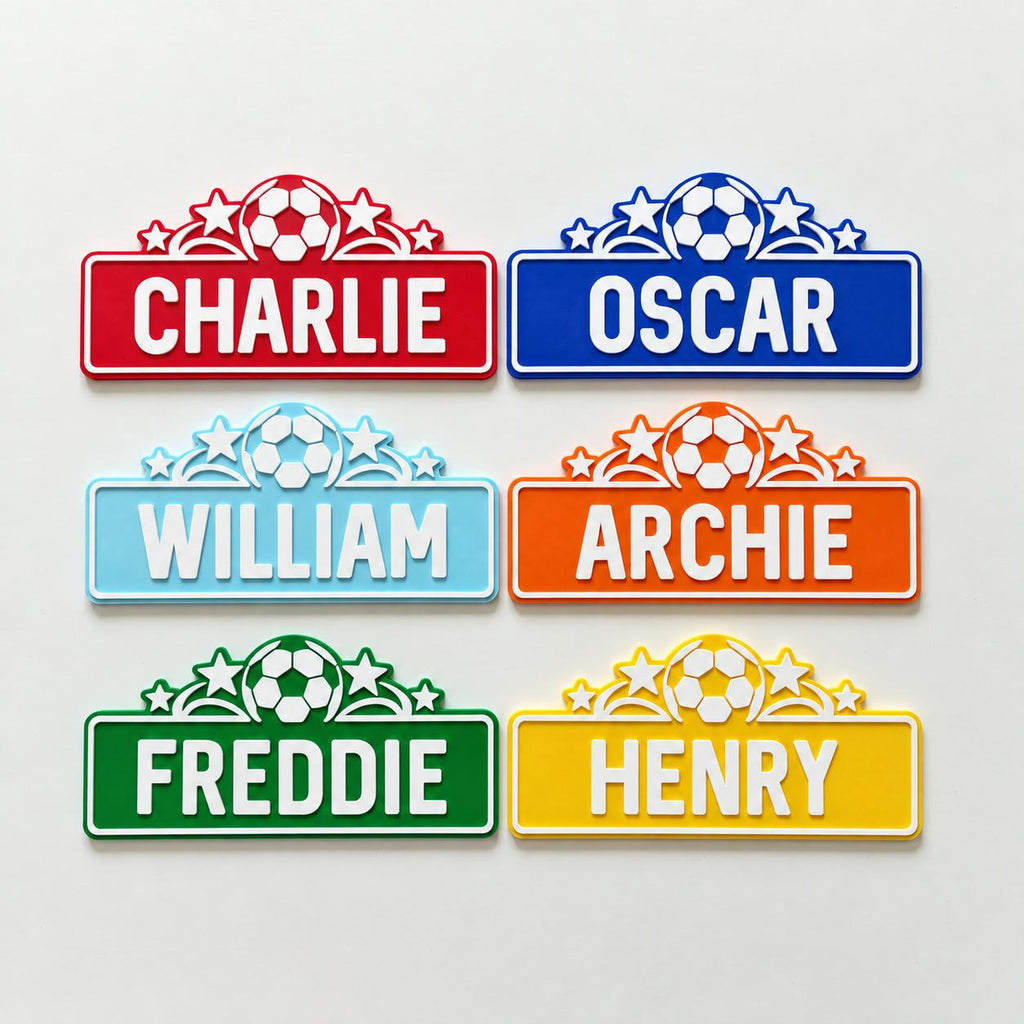Personalised Name Door Sign - Custom Kids Boys Football Bedroom Decoration Plate