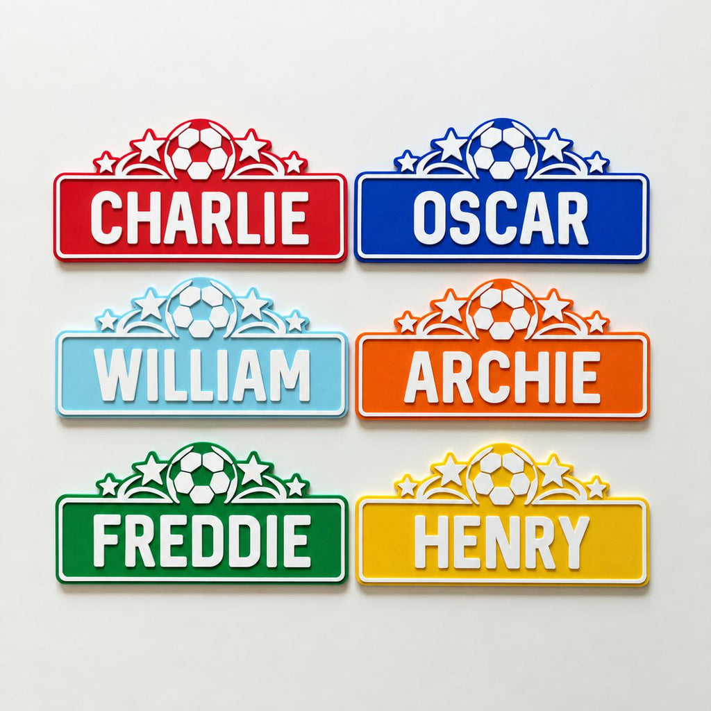 Personalised Name Door Sign - Custom Kids Boys Football Bedroom Decoration Plate