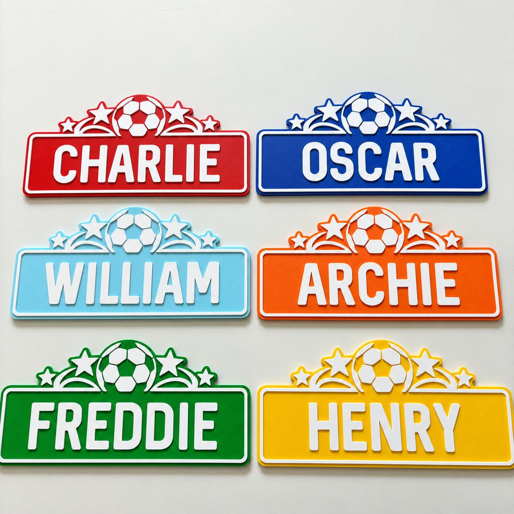 Personalised Name Door Sign - Custom Kids Boys Football Bedroom Decoration Plate