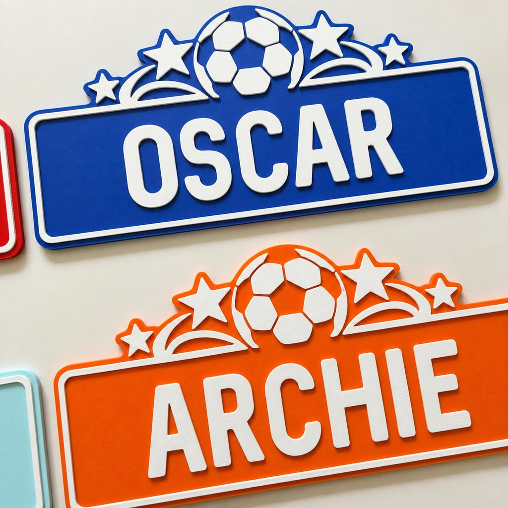 Personalised Name Door Sign - Custom Kids Boys Football Bedroom Decoration Plate
