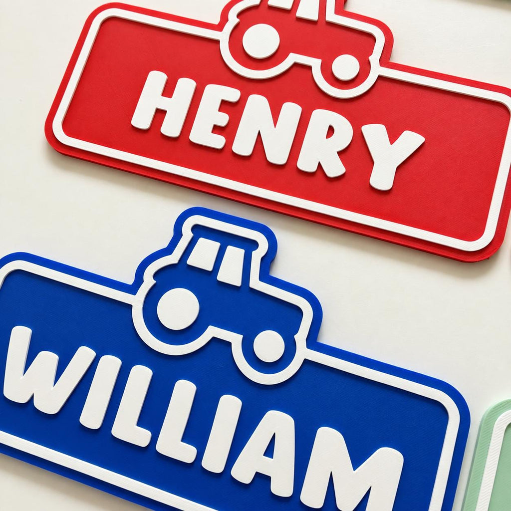 Personalised Name Door Sign - Custom Kids Boys Tractor Bedroom Decoration Plate