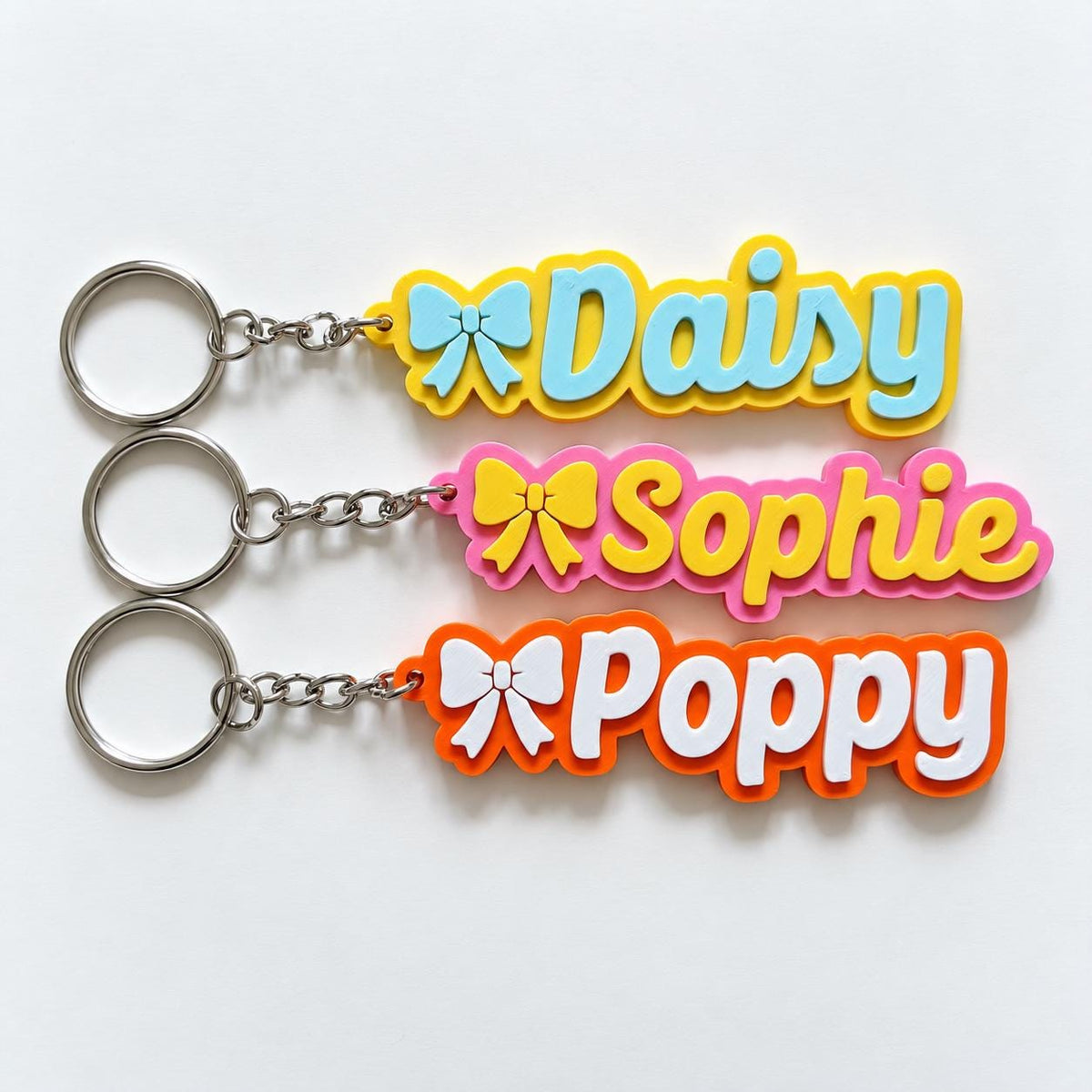 Personalised Name Keyring - Girls Bow Dance Cheer Backpack Keychain Bag Charm
