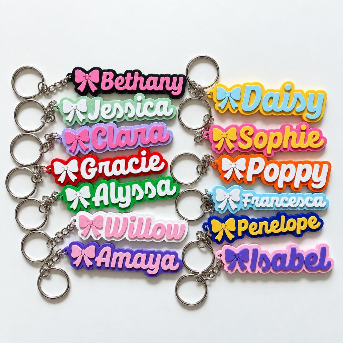 Personalised Name Keyring - Girls Bow Dance Cheer Backpack Keychain Bag Charm