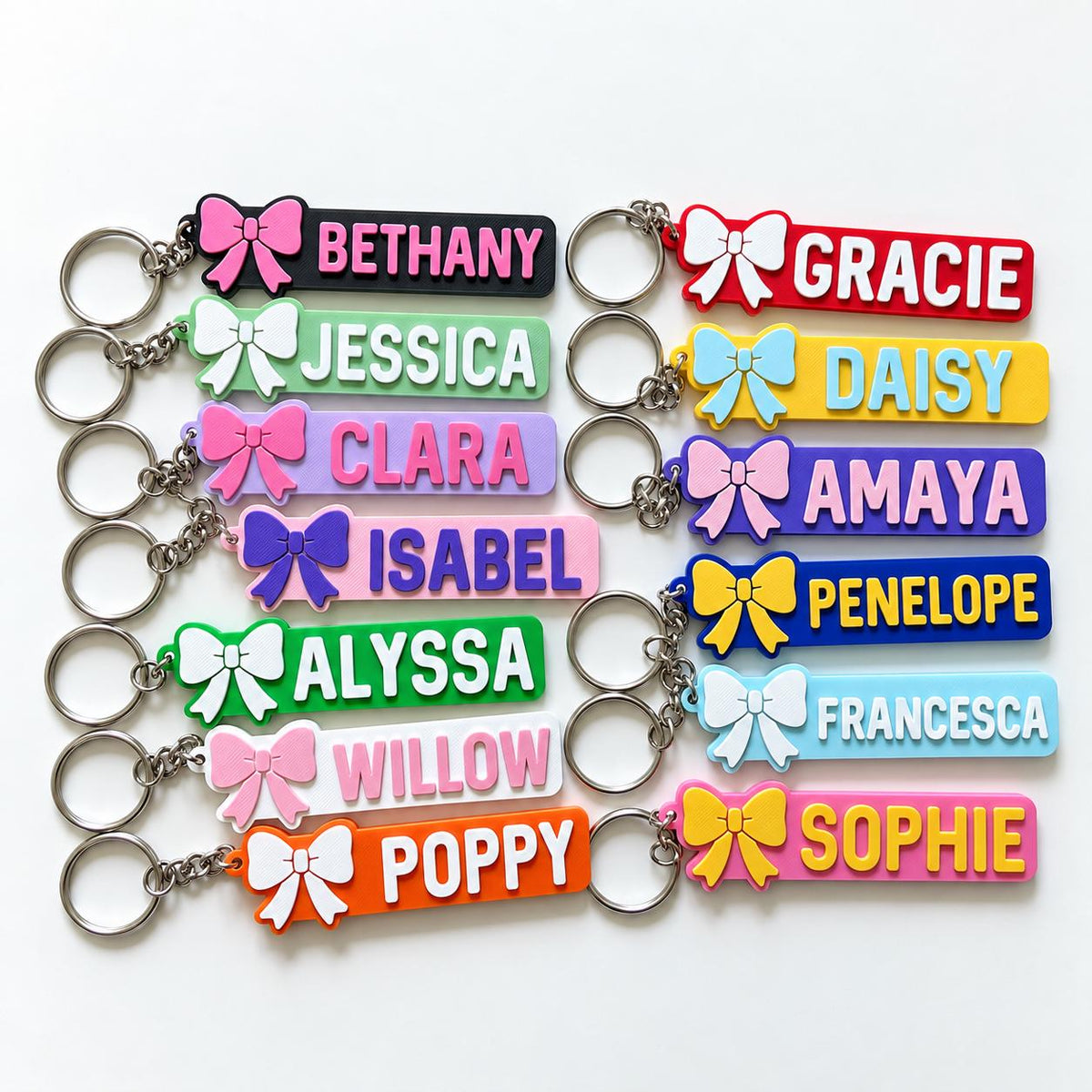 Personalised Name Keyring - Girls Bow Dance Cheer Backpack Keychain Bag Charm