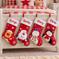 Personalised Plush Christmas Stocking - Childrens Name Santa Snowman Reindeer