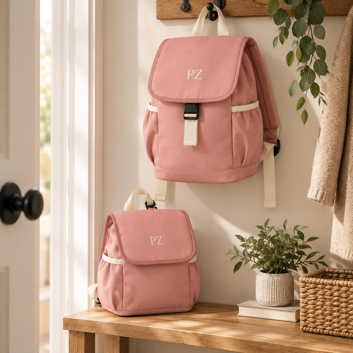 Embroidered Kids Personalised Initials Mini Backpack Lunch Bag School Nursery