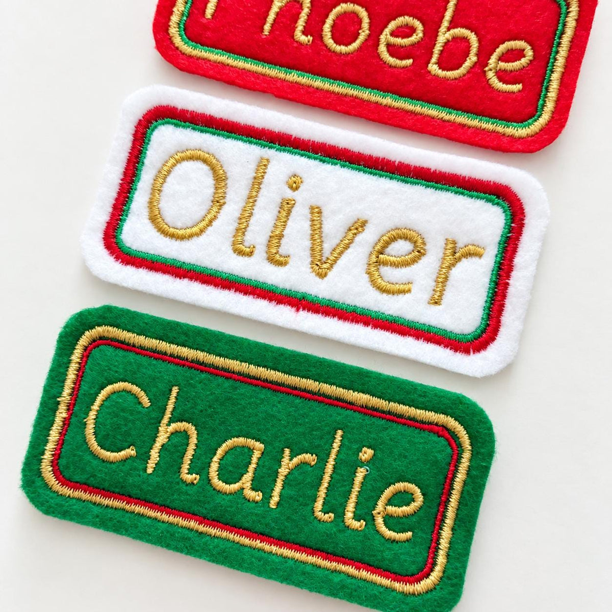 Personalised Embroidered Name Patch Kids Christmas Stocking Tags Sew & Iron On