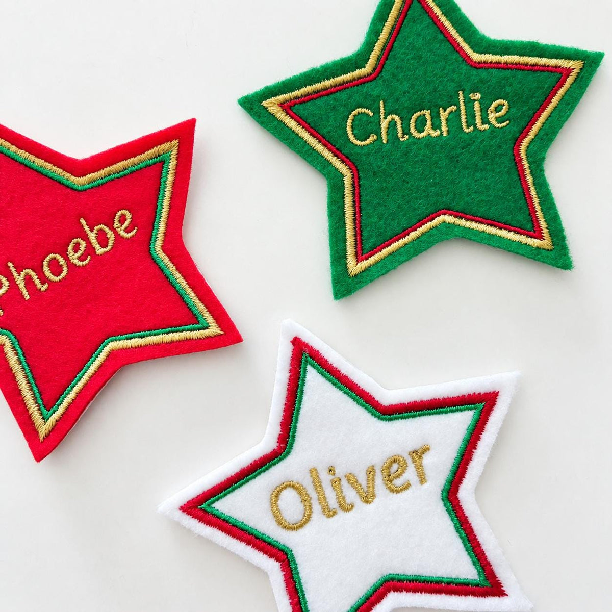 Personalised Embroidered Name Patch Kids Christmas Stocking Tags Sew & Iron On