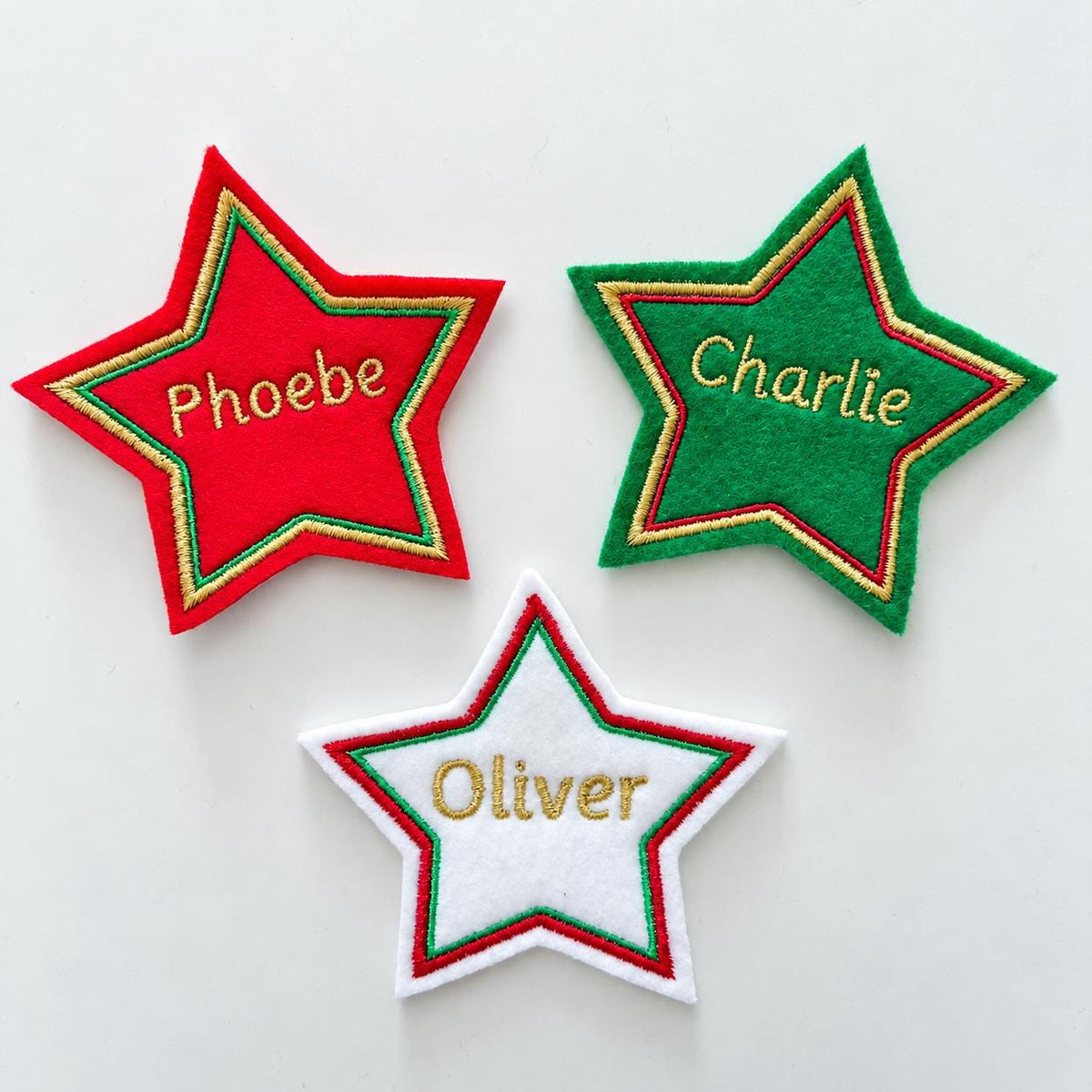 Personalised Embroidered Name Patch Kids Christmas Stocking Tags Sew & Iron On