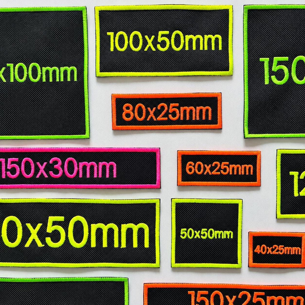 Personalised Embroidered Fluorescent Patches Sew/Iron/VELCRO® Custom Neon Text Molle Morale