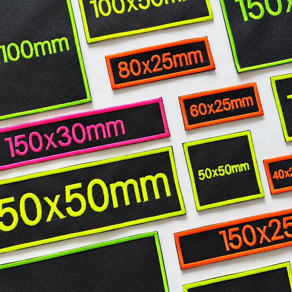 Personalised Embroidered Fluorescent Patches Sew/Iron/VELCRO® Custom Neon Text Molle Morale