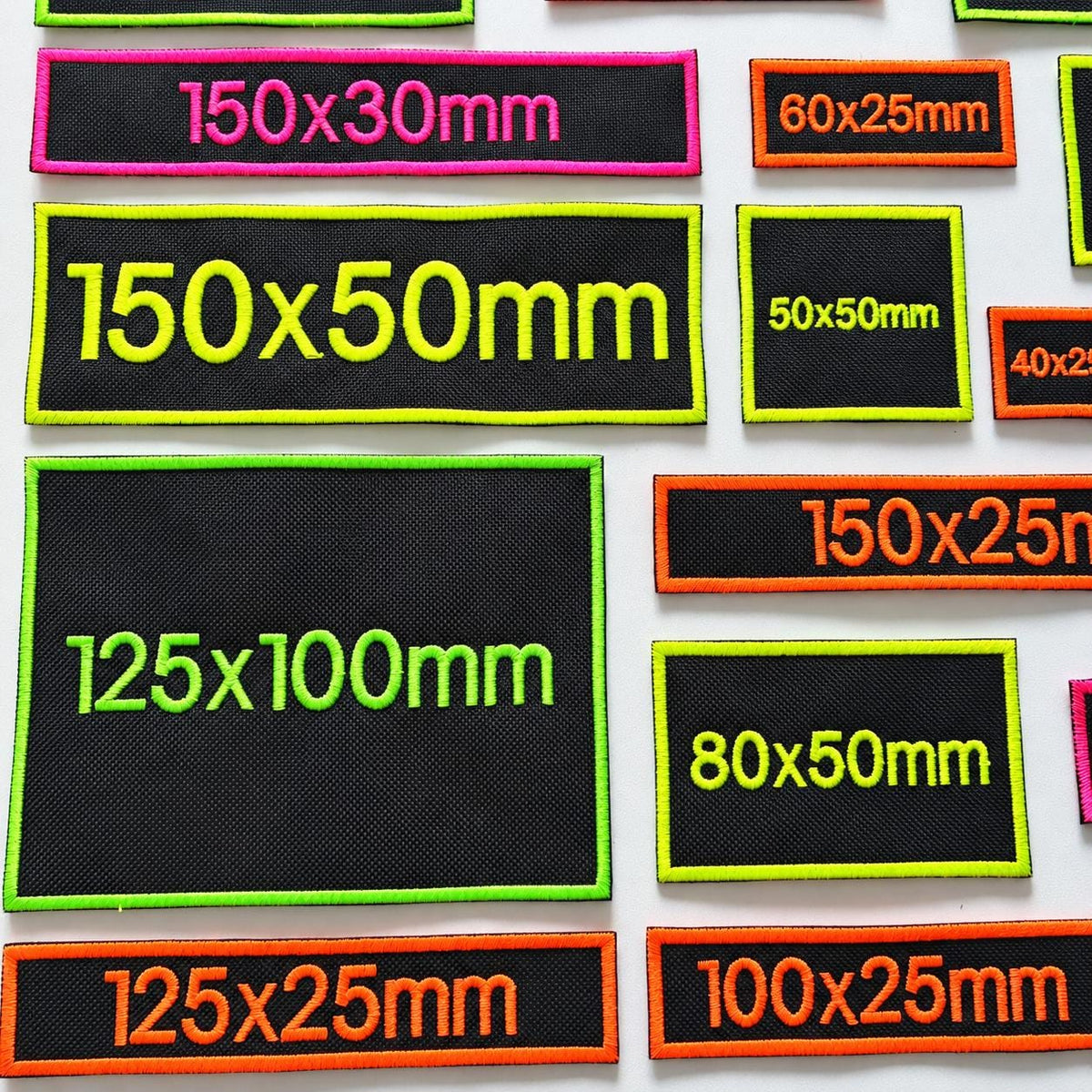 Personalised Embroidered Fluorescent Patches Sew/Iron/VELCRO® Custom Neon Text Molle Morale