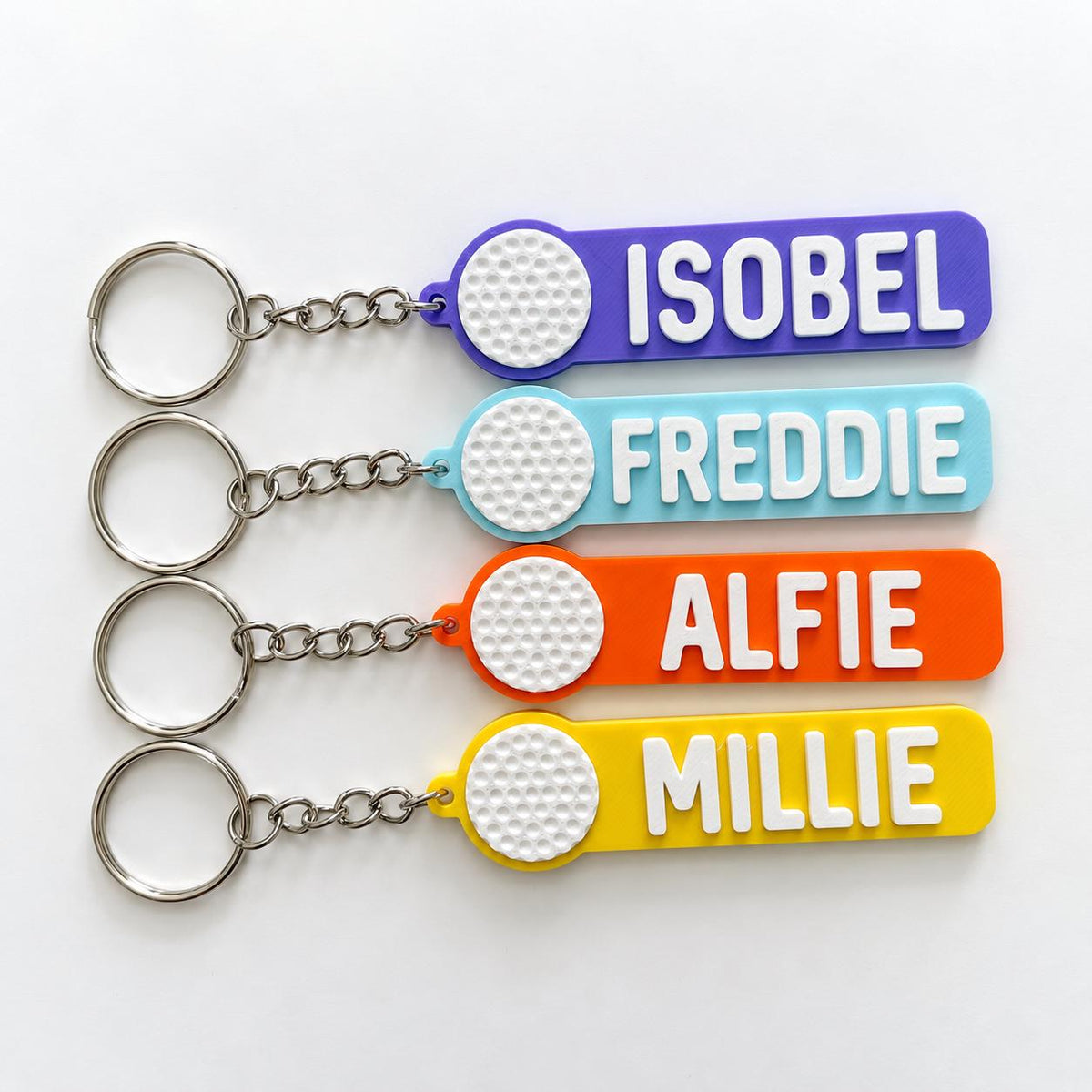 Personalised Name Golf Ball Keyring - Backpack Keychain Golfer Kit Bag Dad Gift