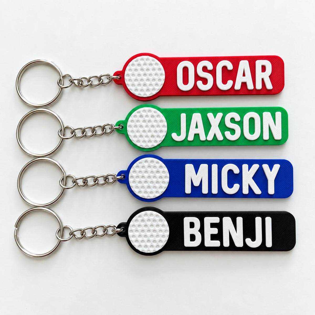 Personalised Name Golf Ball Keyring - Backpack Keychain Golfer Kit Bag Dad Gift