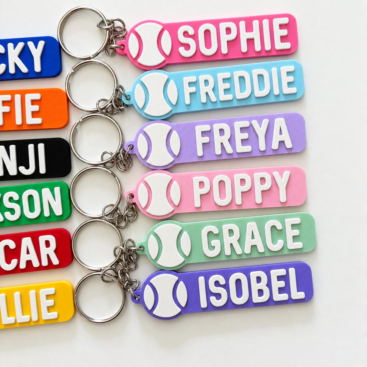Personalised Name Tennis Ball Keyring Backpack Keychain PE Kit Club Gym Bag Gift
