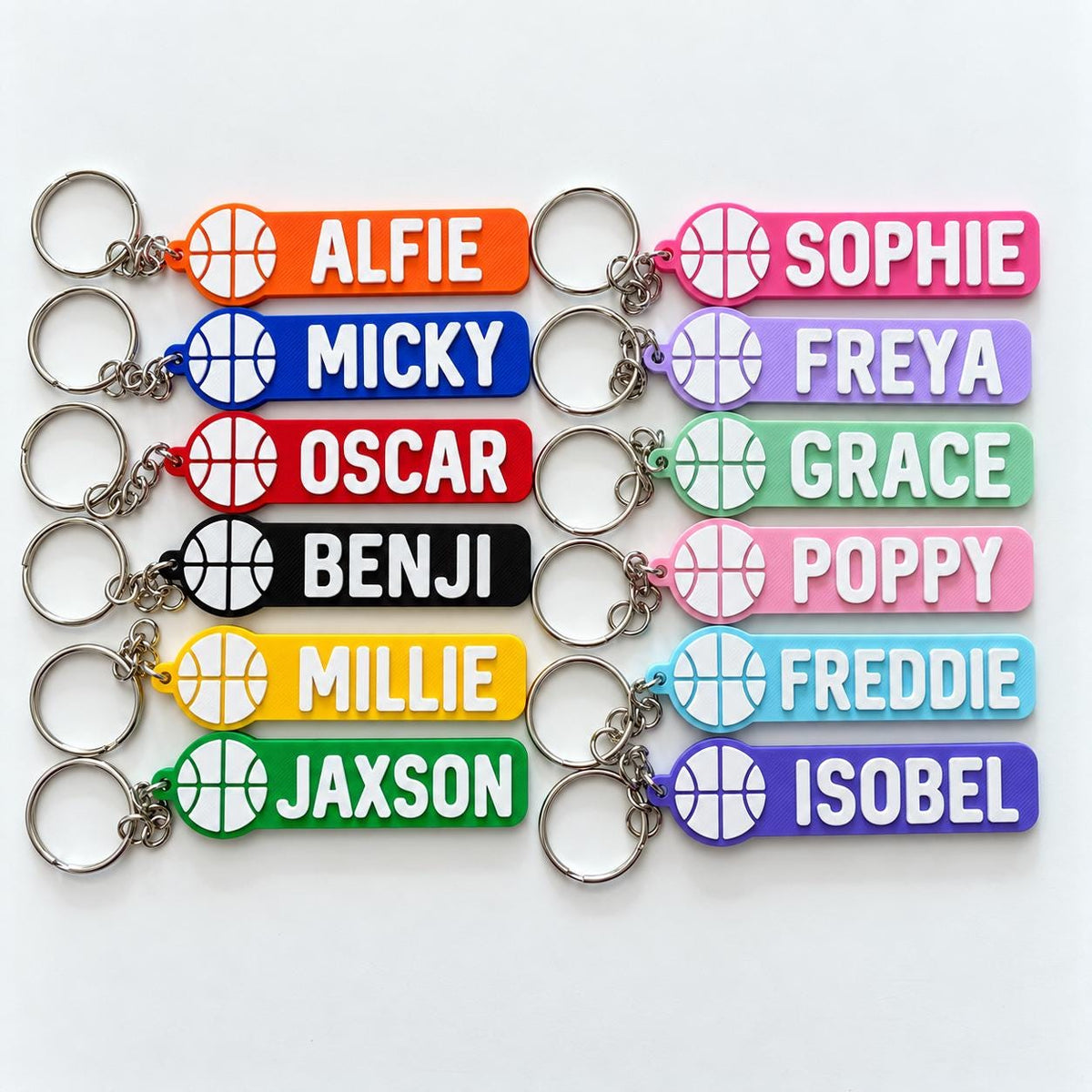Personalised Name Basketball Keyring Kids Backpack Keychain Boys PE Kit Team Bag