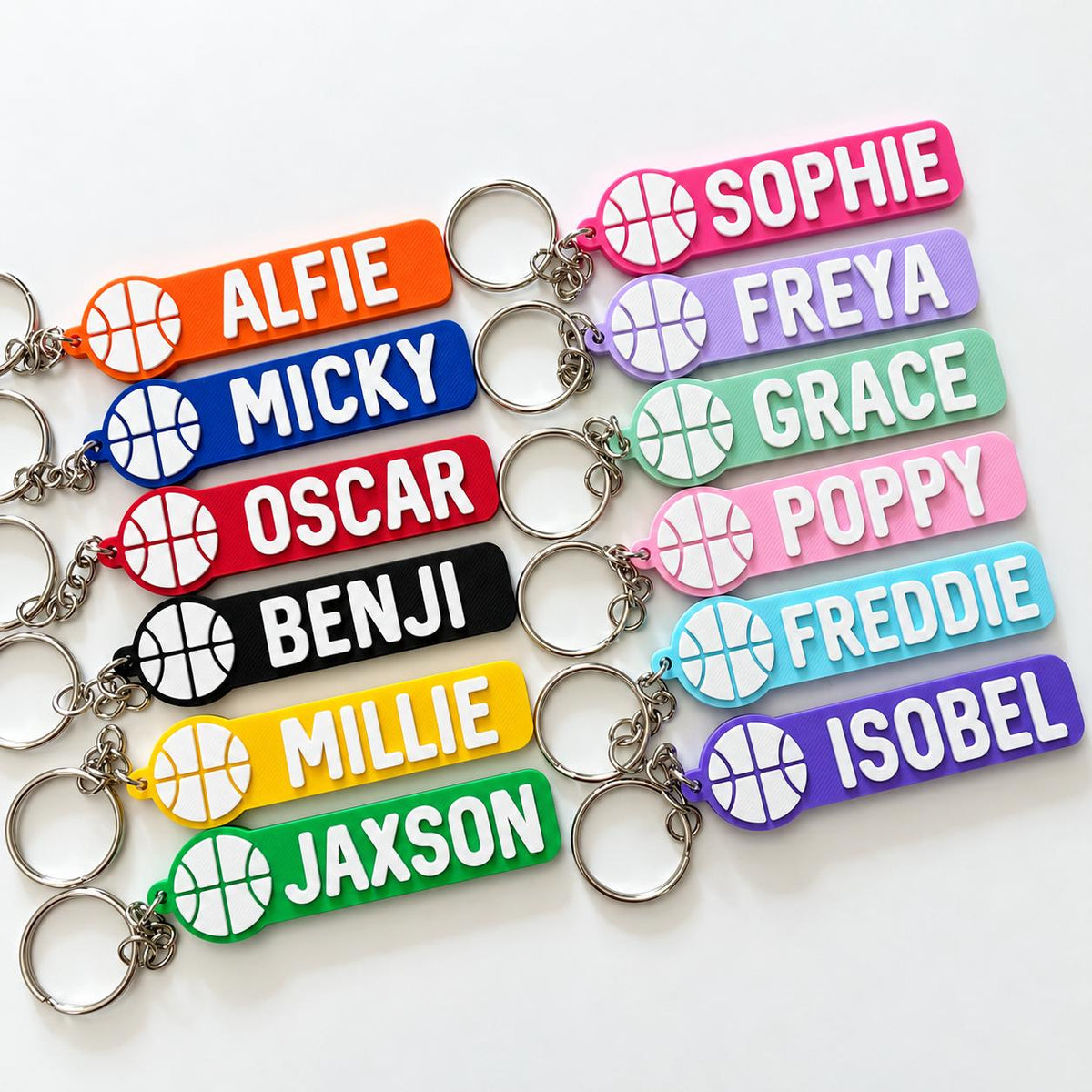 Personalised Name Basketball Keyring Kids Backpack Keychain Boys PE Kit Team Bag