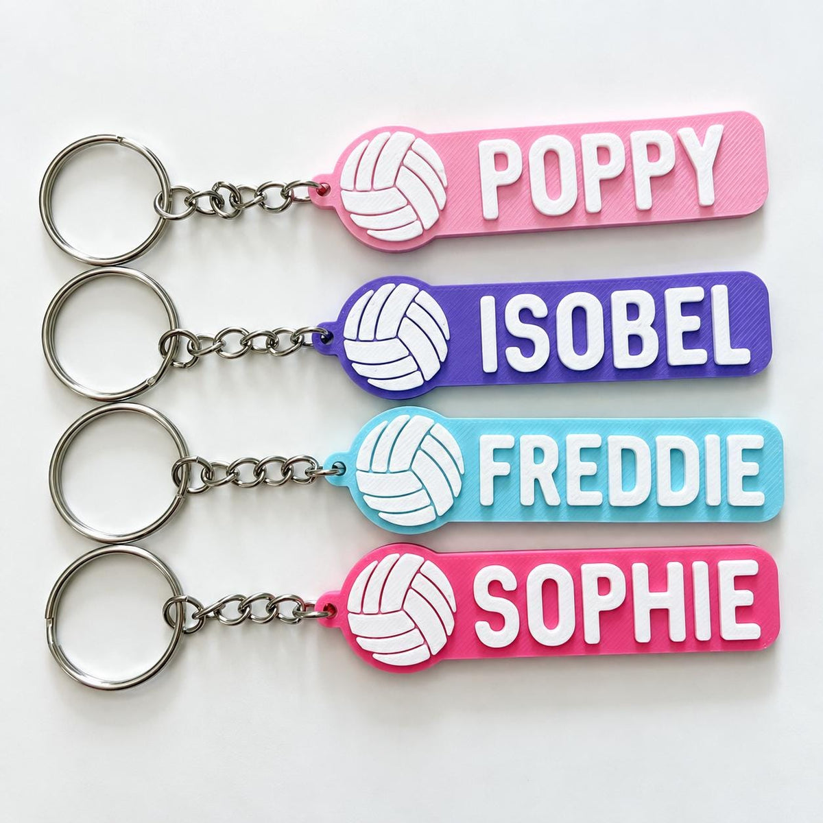 Personalised Name Volleyball Keyring Kids Backpack Keychain PE Kit Team Club Bag