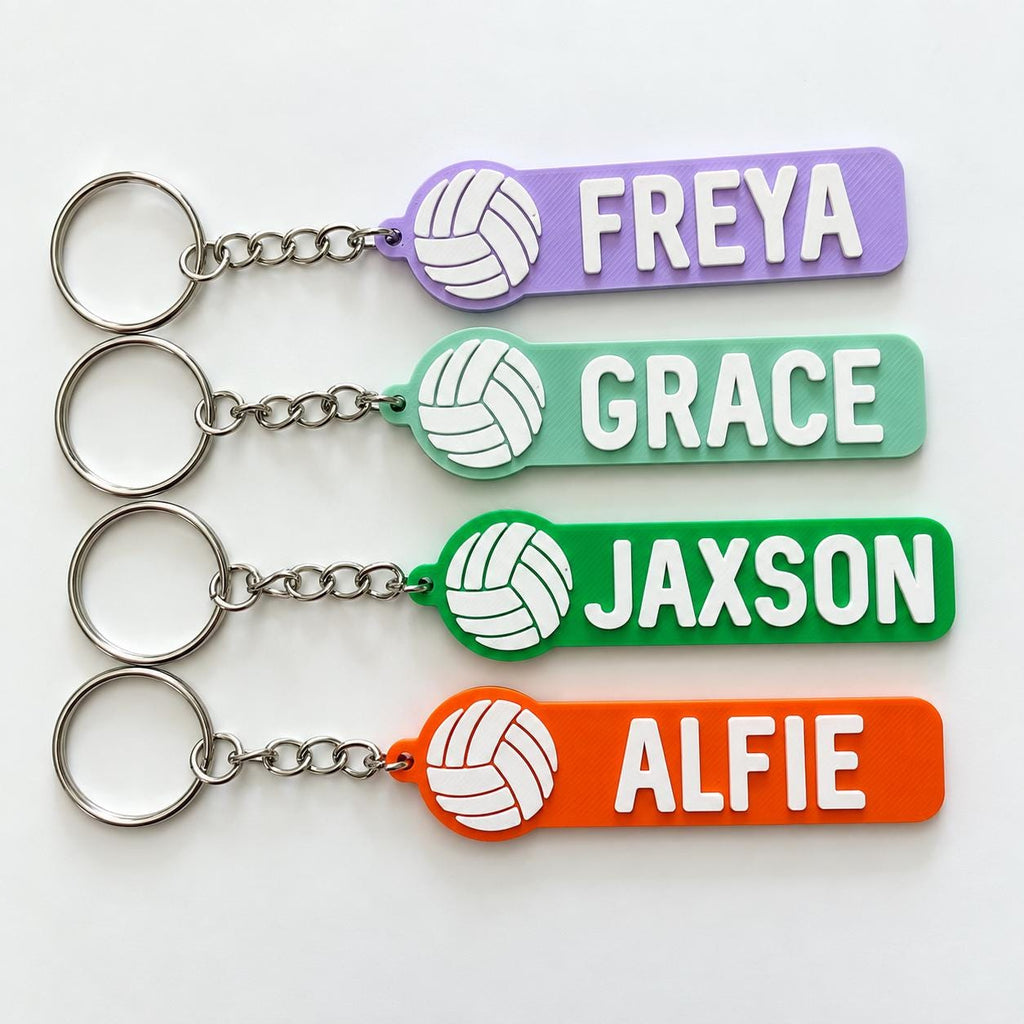 Personalised Name Volleyball Keyring Kids Backpack Keychain PE Kit Team Club Bag