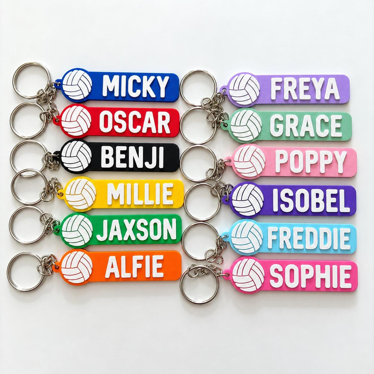 Personalised Name Volleyball Keyring Kids Backpack Keychain PE Kit Team Club Bag