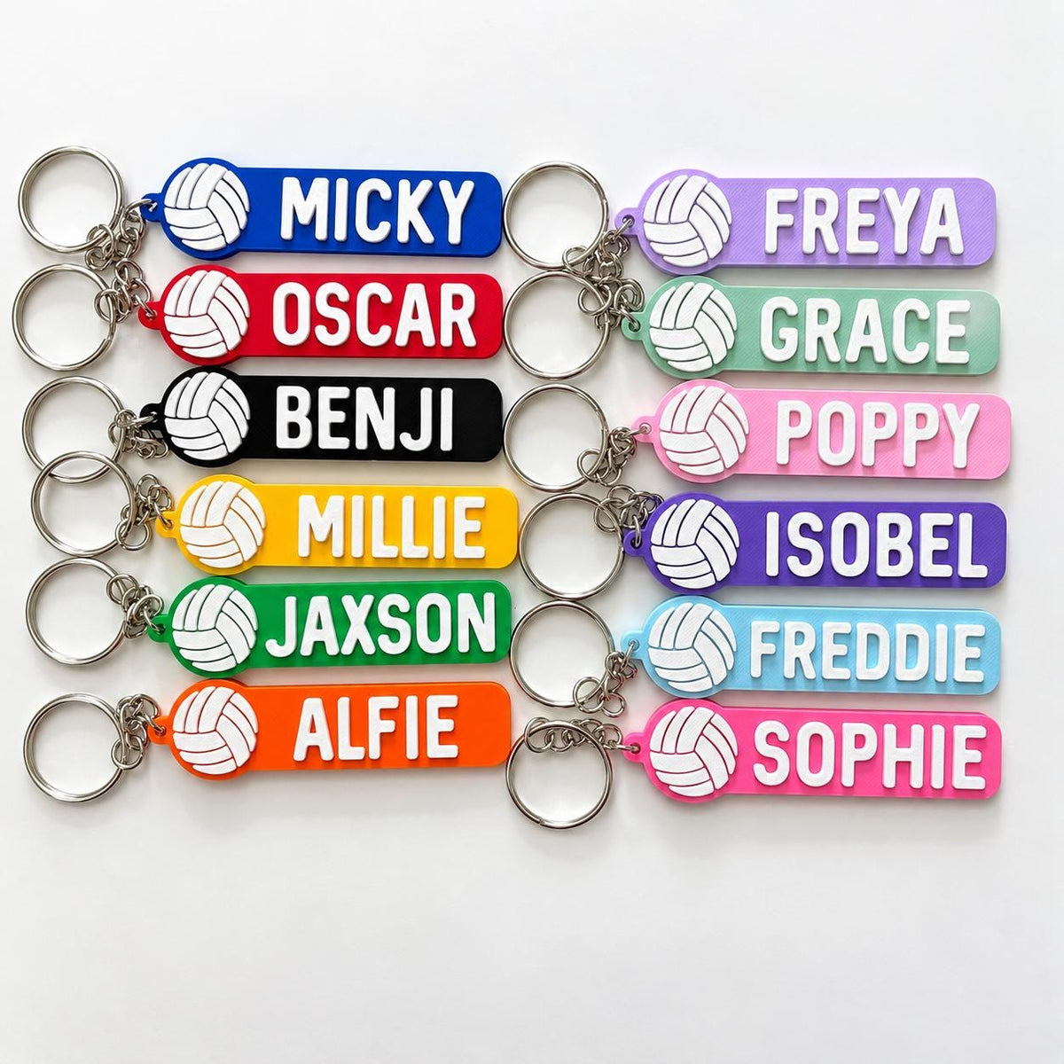 Personalised Name Volleyball Keyring Kids Backpack Keychain PE Kit Team Club Bag