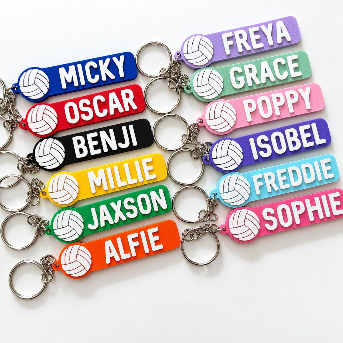 Personalised Name Volleyball Keyring Kids Backpack Keychain PE Kit Team Club Bag