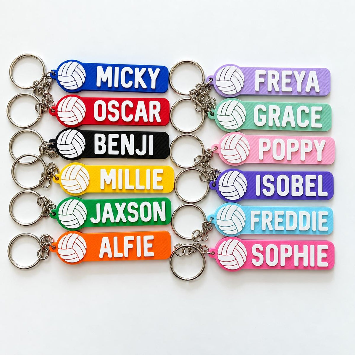 Personalised Name Volleyball Keyring Kids Backpack Keychain PE Kit Team Club Bag