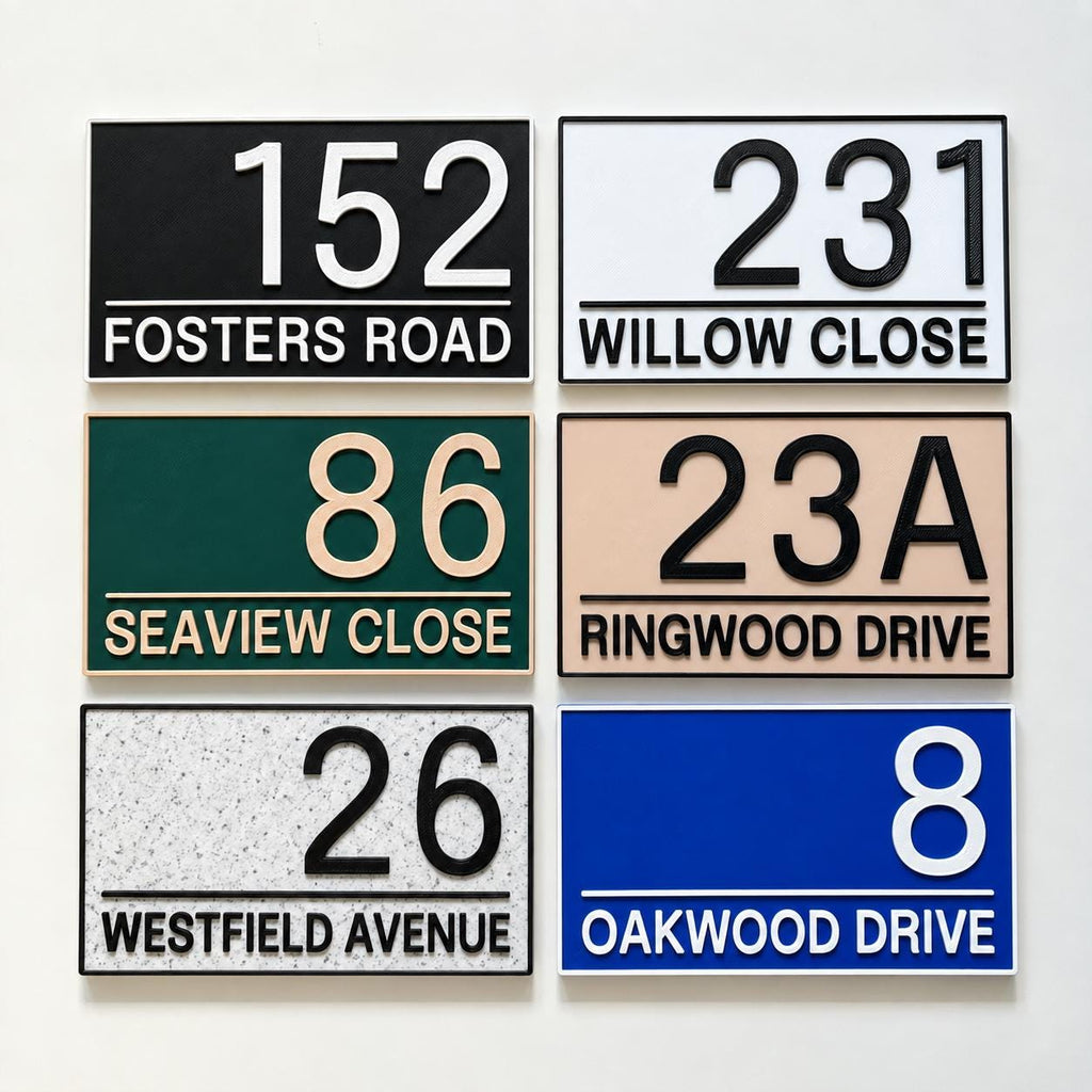 Personalised House Number Street Sign - Custom Text Modern Door Gate Wall Plate