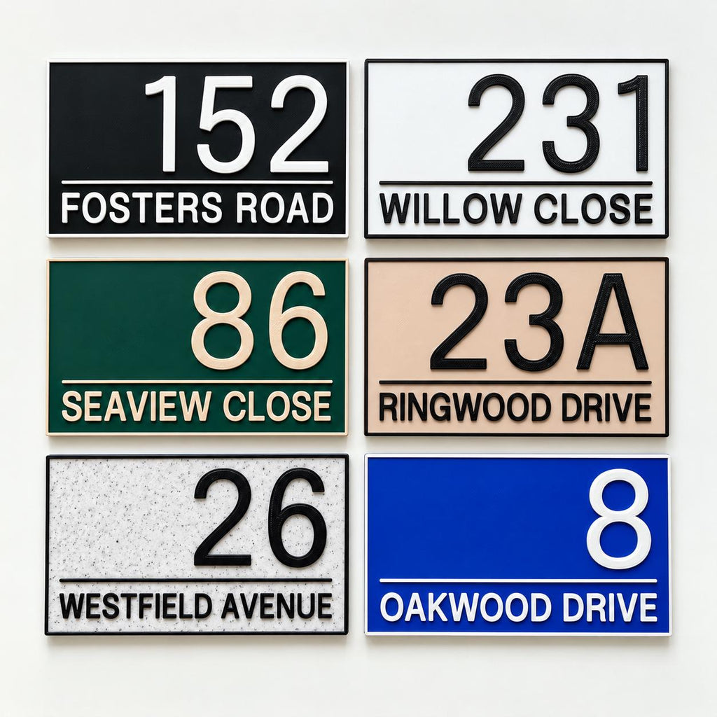 Personalised House Number Street Sign - Custom Text Modern Door Gate Wall Plate