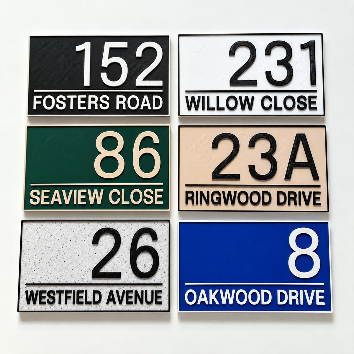 Personalised House Number Street Sign - Custom Text Modern Door Gate Wall Plate
