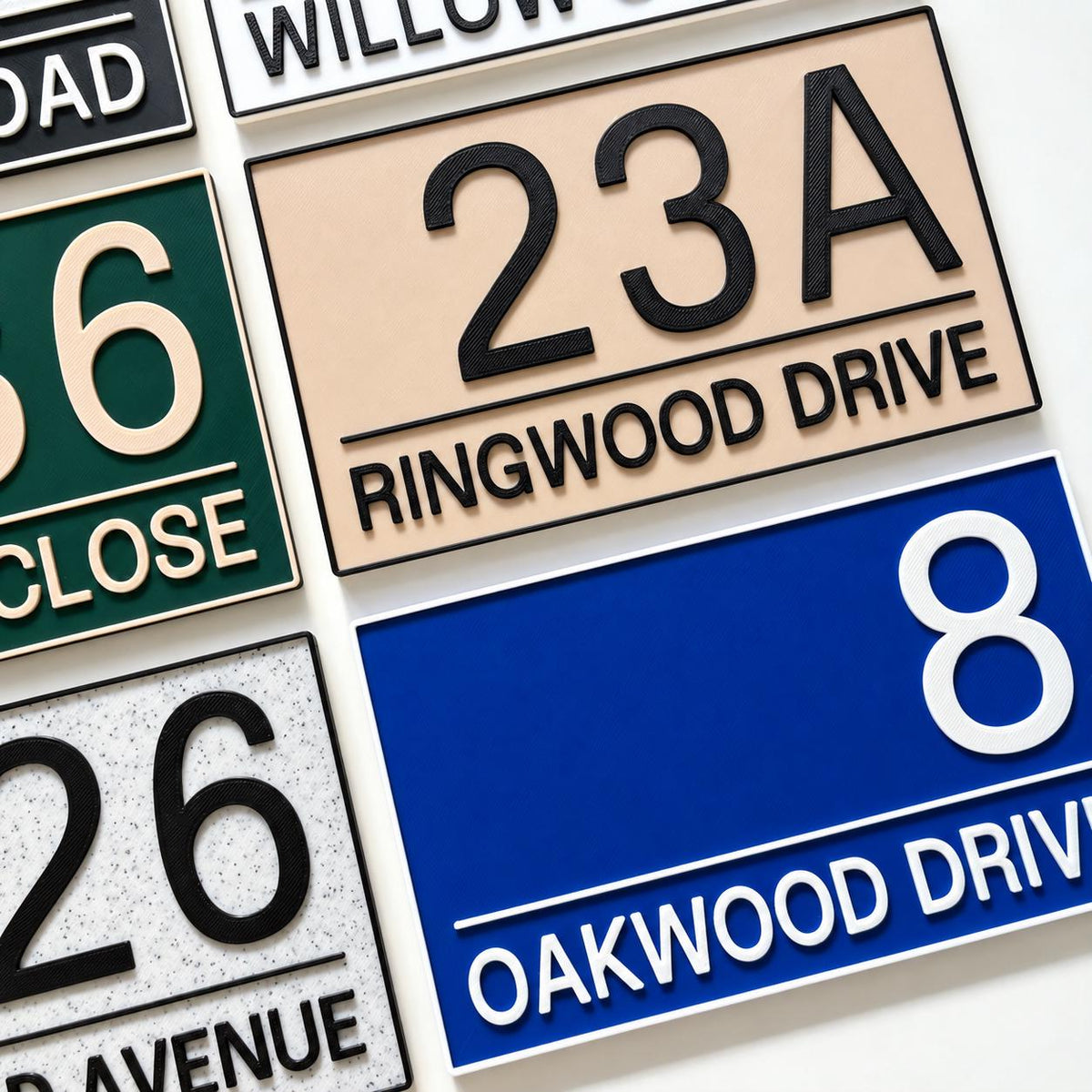 Personalised House Number Street Sign - Custom Text Modern Door Gate Wall Plate