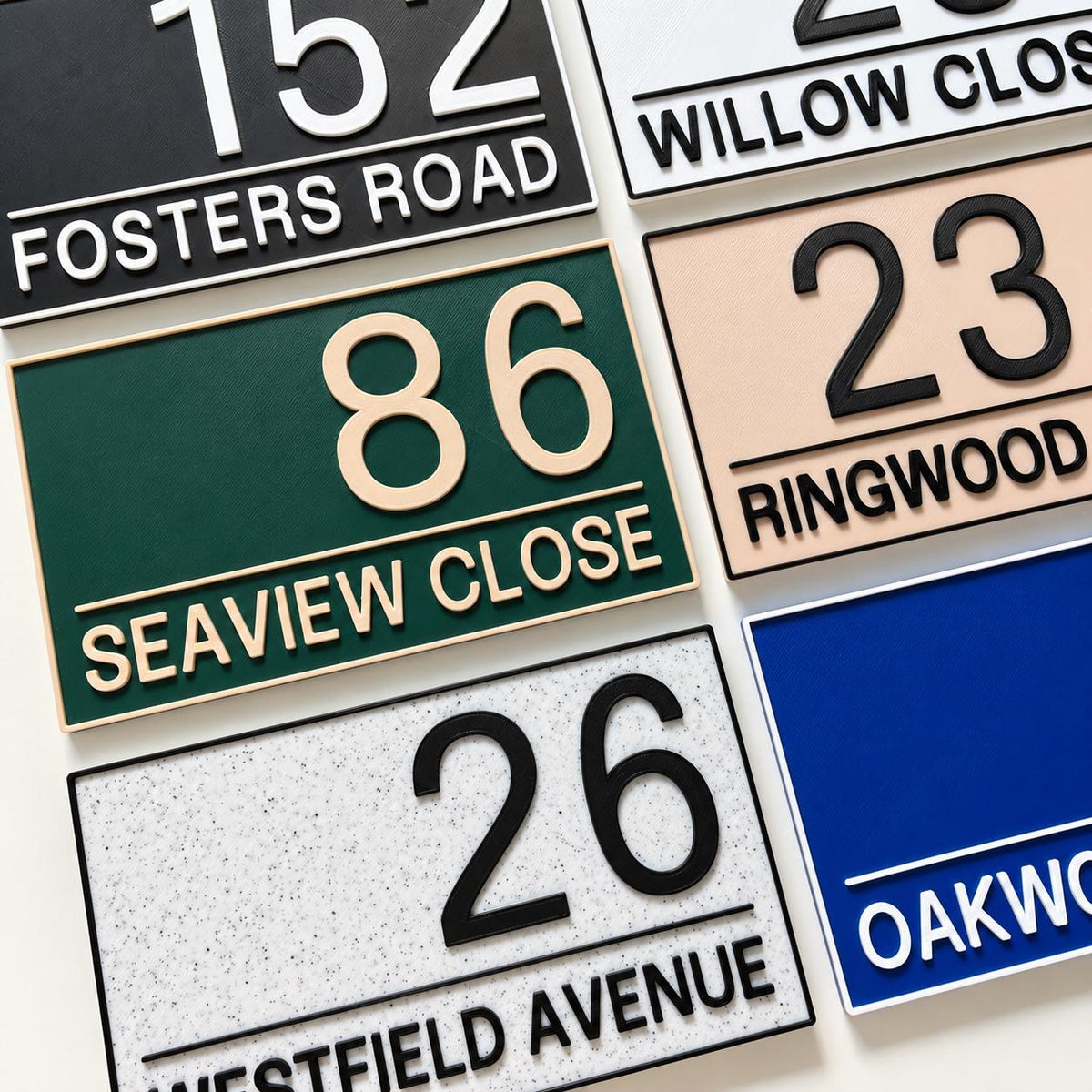 Personalised House Number Street Sign - Custom Text Modern Door Gate Wall Plate