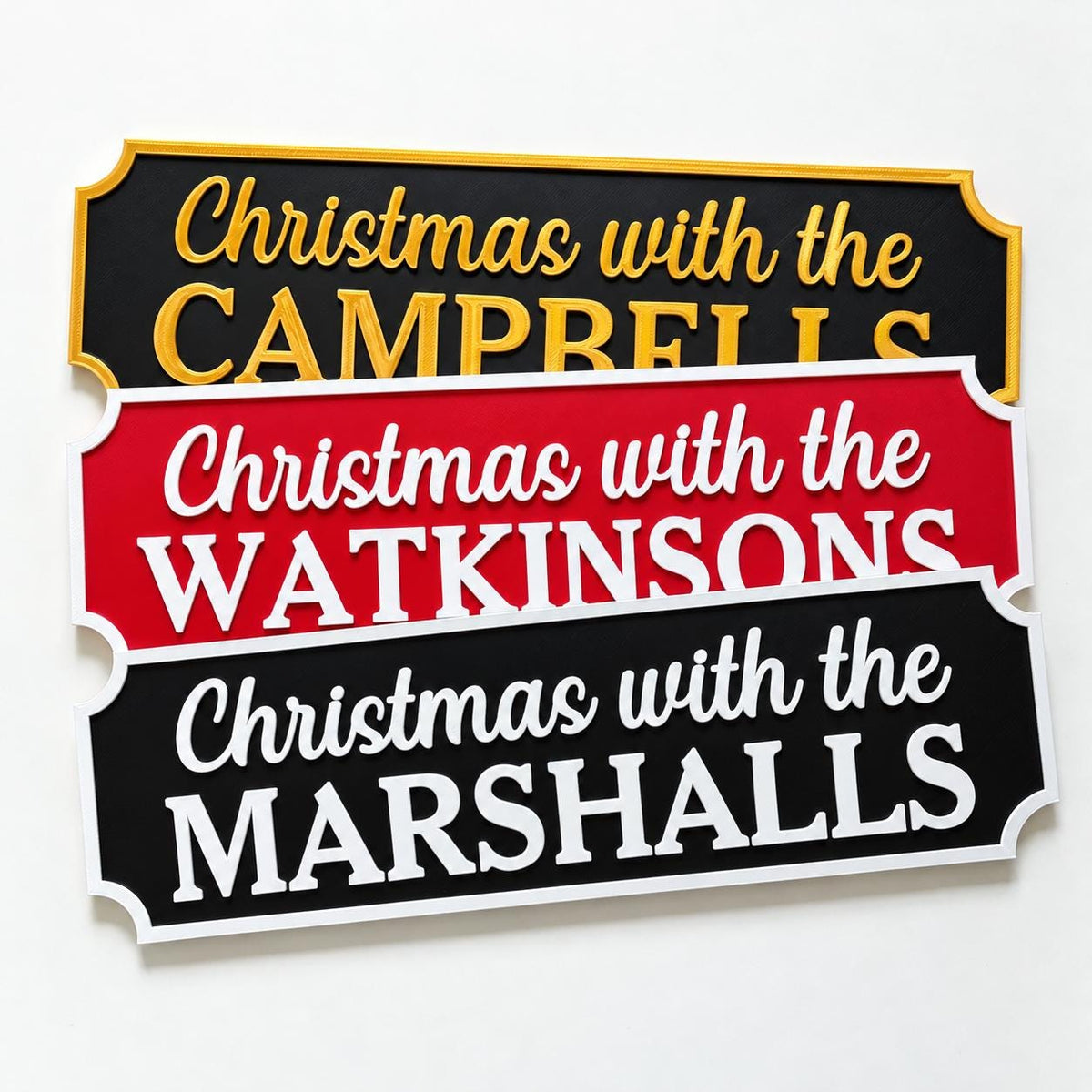 Personalised Christmas With The Family Name Sign - Xmas Decoration House Decor