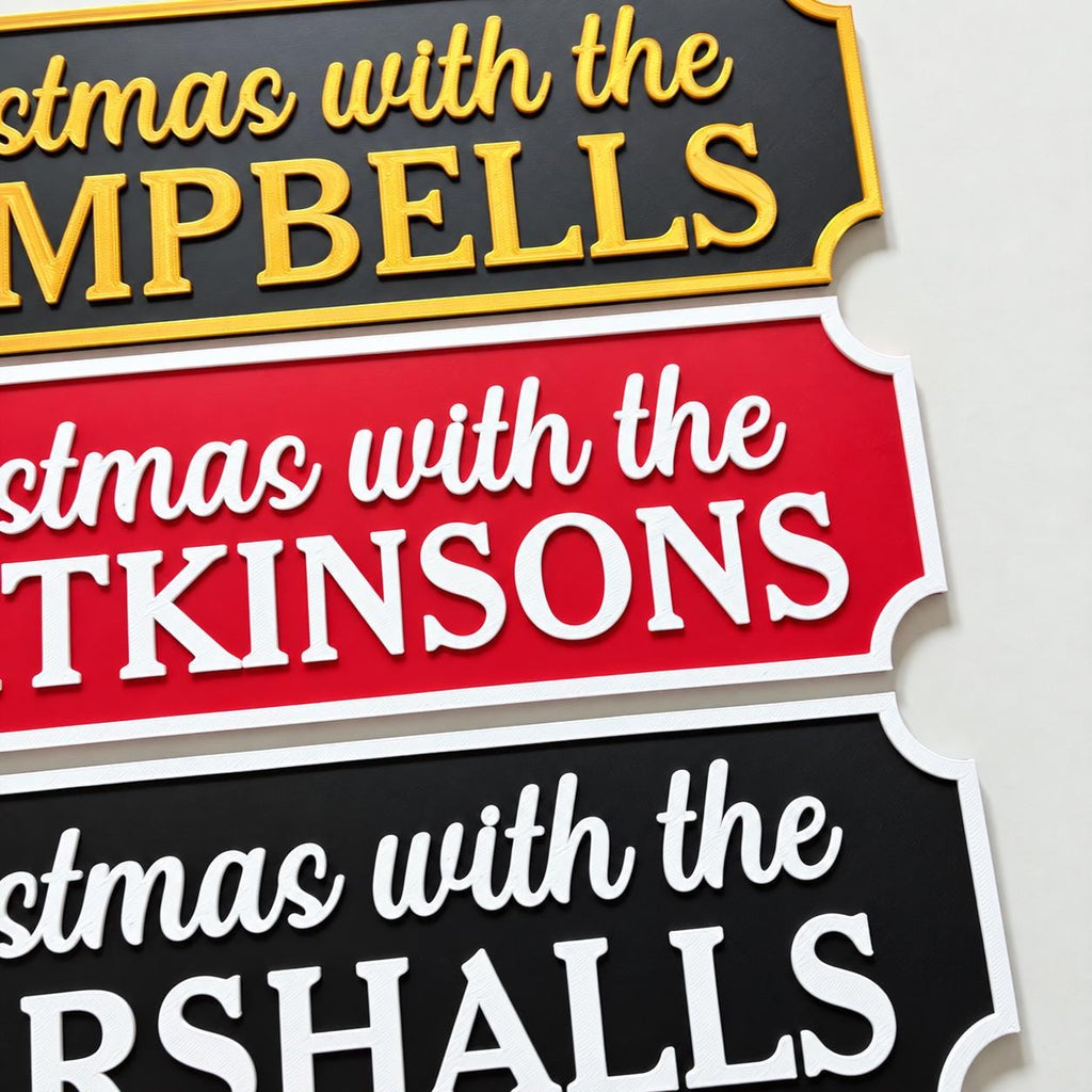 Personalised Christmas With The Family Name Sign - Xmas Decoration House Decor