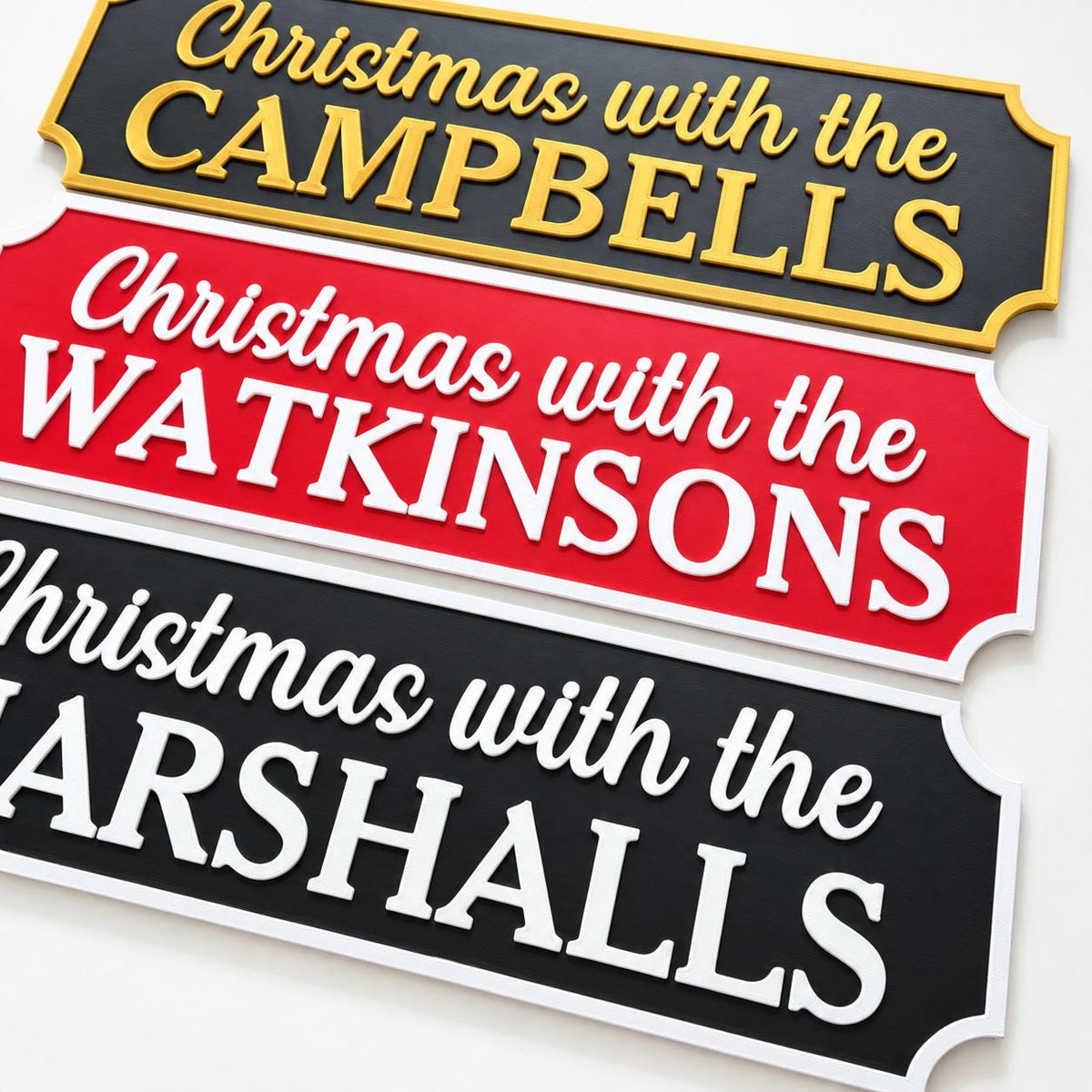 Personalised Christmas With The Family Name Sign - Xmas Decoration House Decor