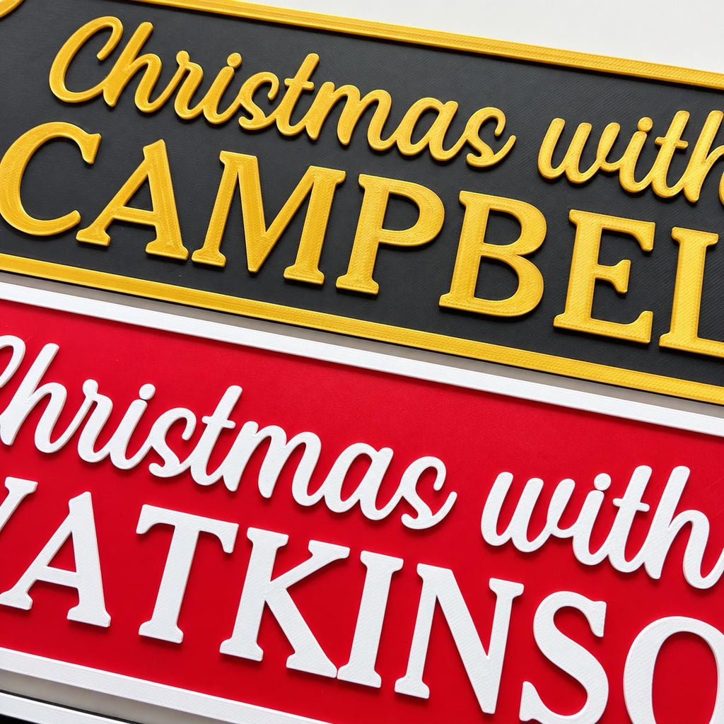 Personalised Christmas With The Family Name Sign - Xmas Decoration House Decor