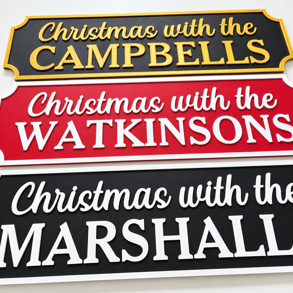 Personalised Christmas With The Family Name Sign - Xmas Decoration House Decor