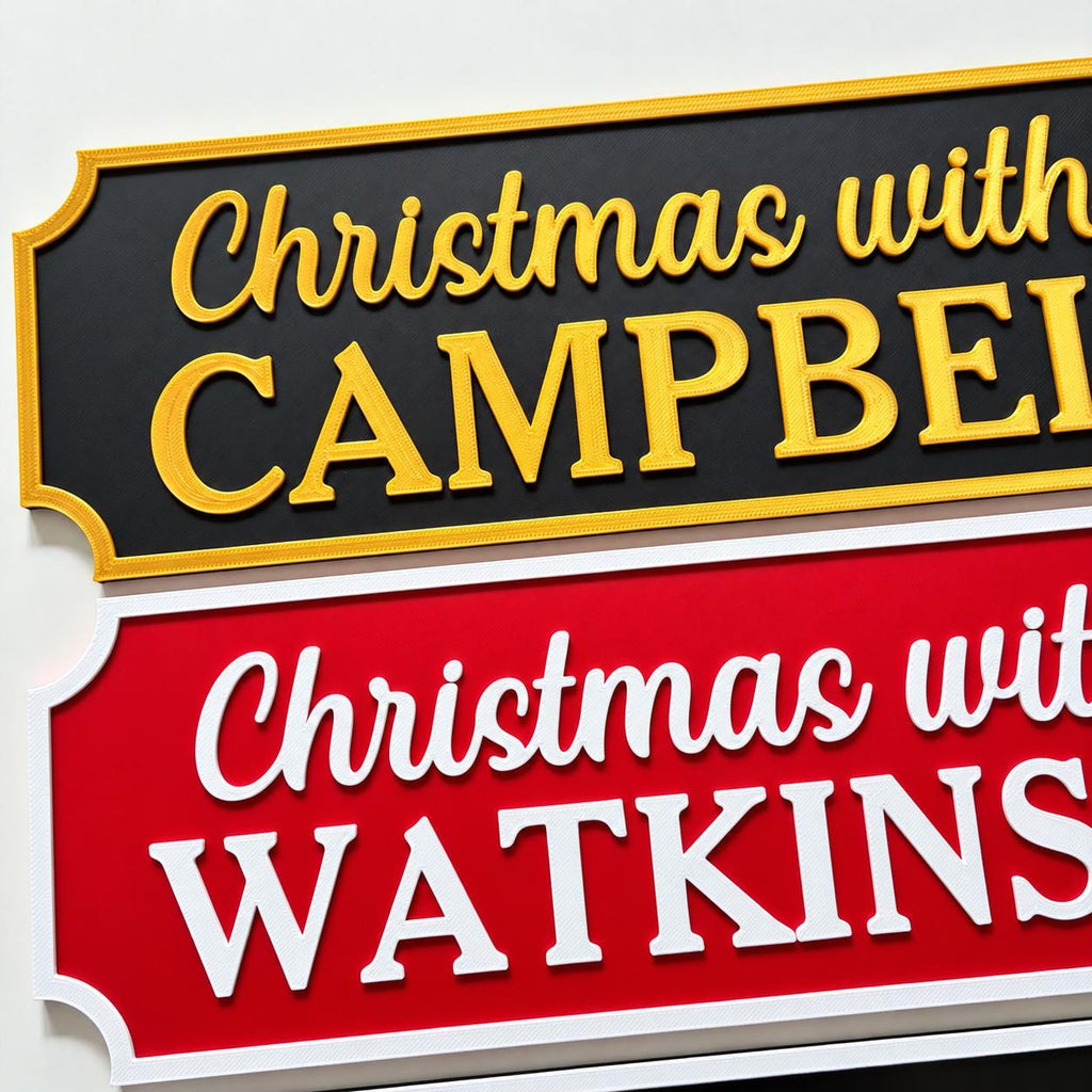 Personalised Christmas With The Family Name Sign - Xmas Decoration House Decor