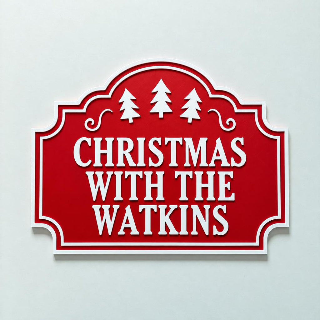 Personalised Christmas With The Family Name Sign - Xmas Decoration House Decor