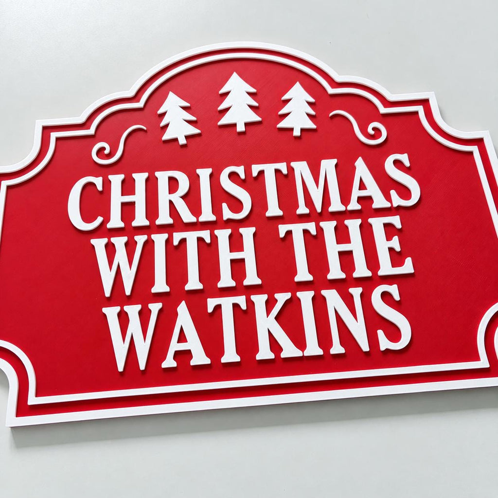 Personalised Christmas With The Family Name Sign - Xmas Decoration House Decor