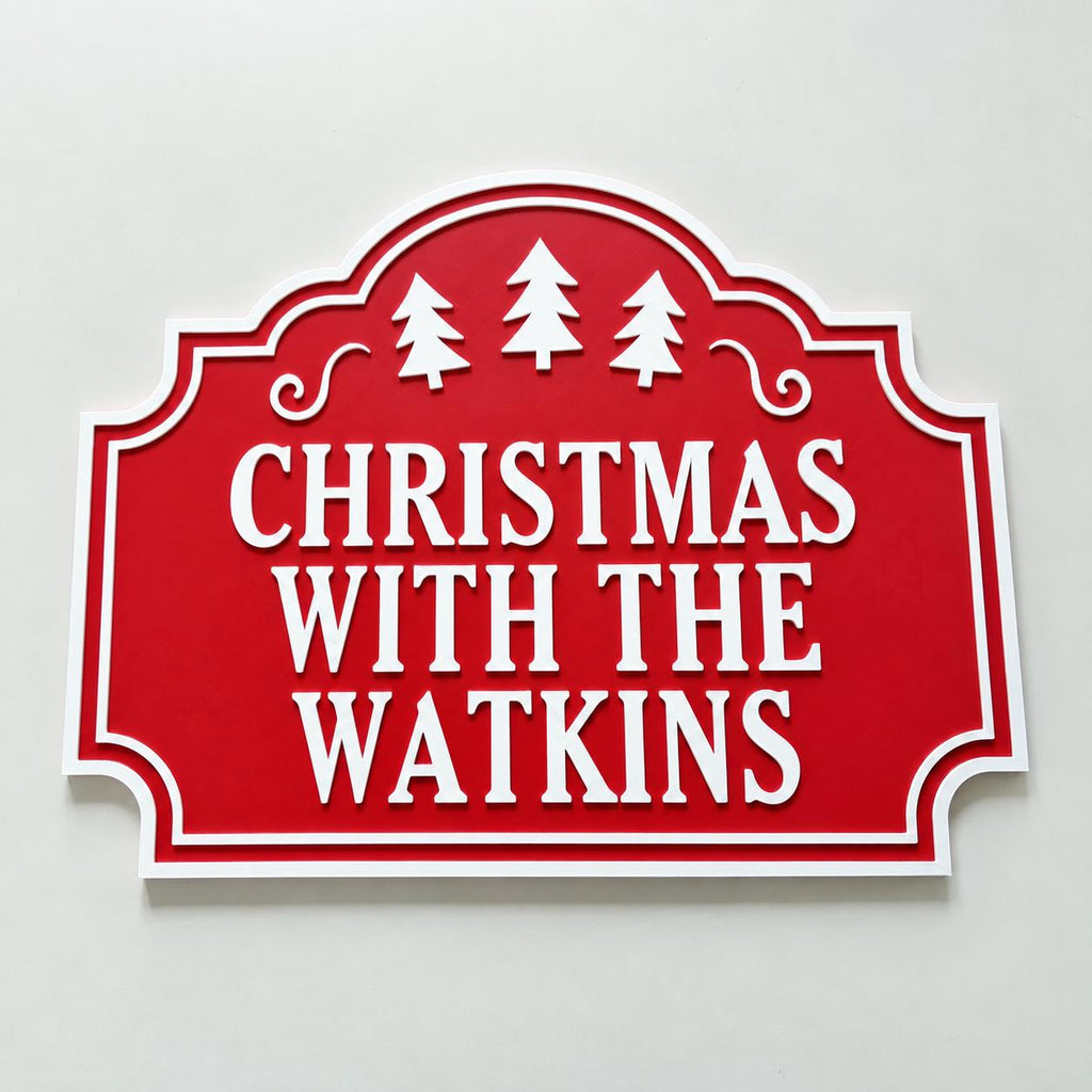 Personalised Christmas With The Family Name Sign - Xmas Decoration House Decor