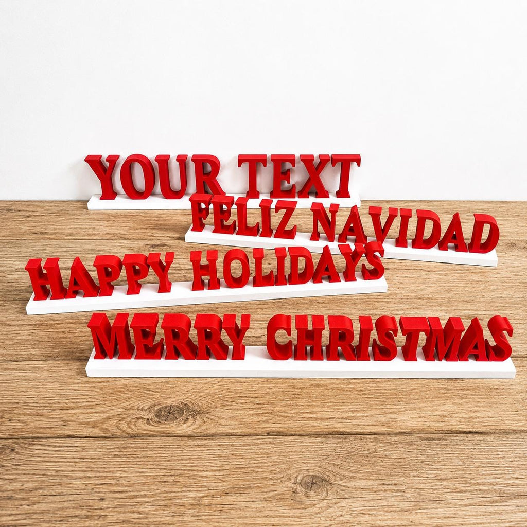 Personalised Christmas Text Sign - Custom Freestanding Mantlepiece Decoration