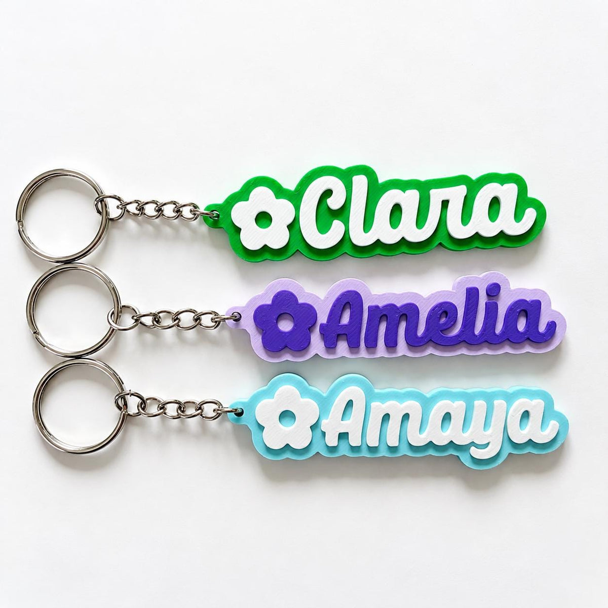 Personalised Name Keyring - Girls Flower Dance Cheer Backpack Keychain Bag Charm