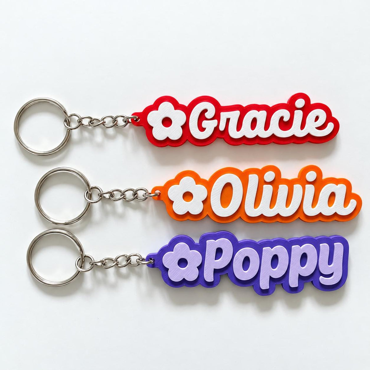 Personalised Name Keyring - Girls Flower Dance Cheer Backpack Keychain Bag Charm