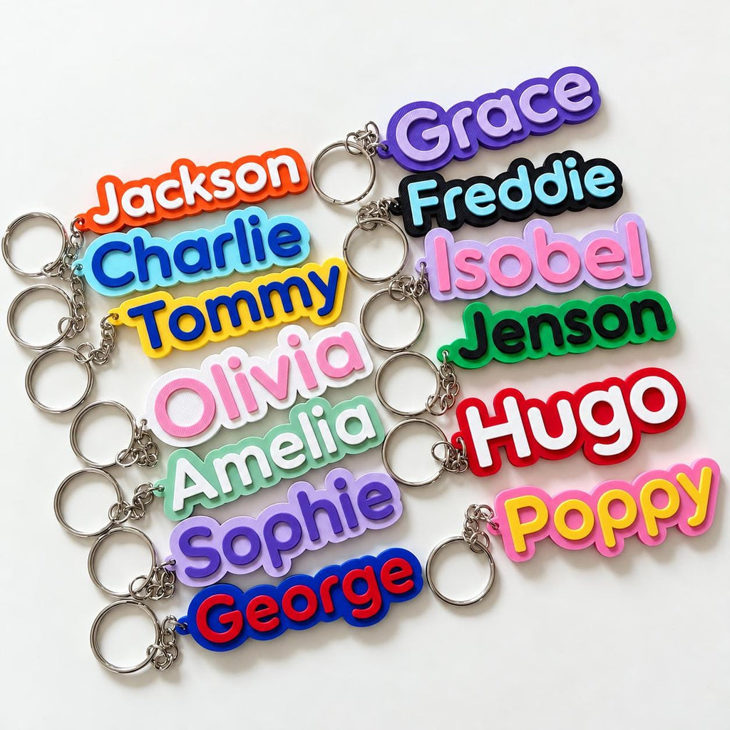Personalised Name Keyring Kids Backpack Keychain New Driver Pass Party Bag Charm Gift