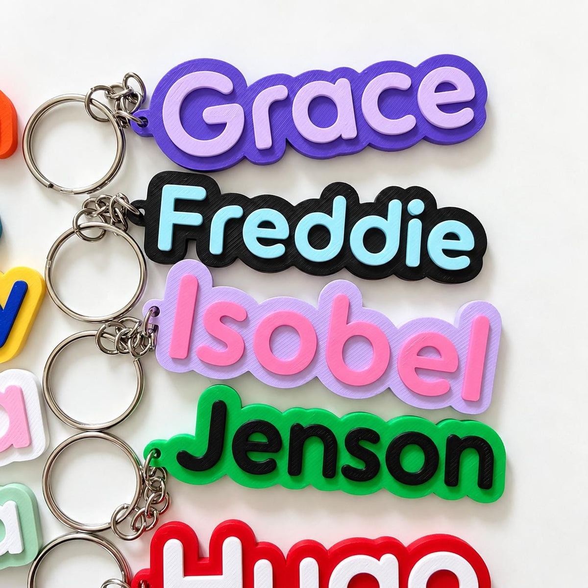 Personalised Name Keyring Kids Backpack Keychain New Driver Pass Party Bag Charm Gift